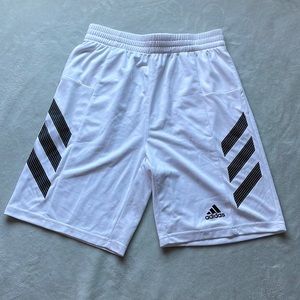 adidas boys white shorts with stripes on the side, size LG 14-16